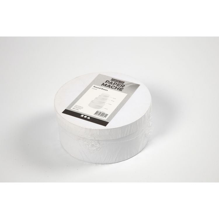Produktbild: Creativ Company Schachteln Rund, H 4+5+6+7 cm, D 8+10+12+14 cm, Wei&szlig;, 4 Stk, 1 Set