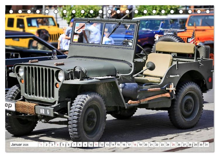 Produktbild: Willys Jeep im Detail vom Frankfurter Taxifahrer Petrus Bodenstaff (Tischkalender 2026 DIN A5 quer), CALVENDO Monatskalender