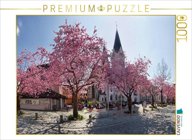 Produktbild: CALVENDO Puzzle Kirschbaumbl&uuml;te auf dem Domplatz von Eichst&auml;tt | 1000 Teile Lege-Gr&ouml;&szlig;e 64x48cm Foto-Puzzle f&uuml;r gl&uuml;ckliche Stunden