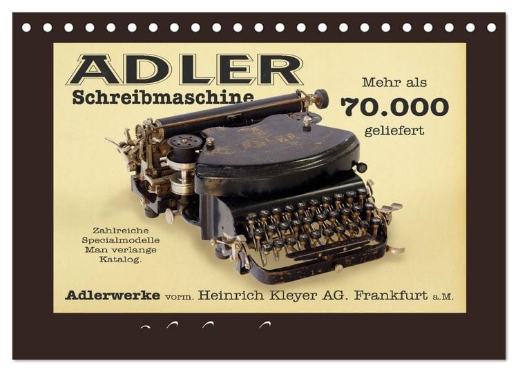 Produktbild: Schreibmaschinen um 1900 (Tischkalender 2026 DIN A5 quer), CALVENDO Monatskalender