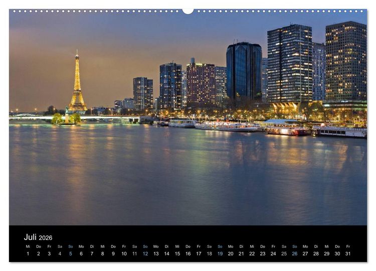 Produktbild: Paris bei Nacht 2026 (hochwertiger Premium Wandkalender 2026 DIN A2 quer), Kunstdruck in Hochglanz