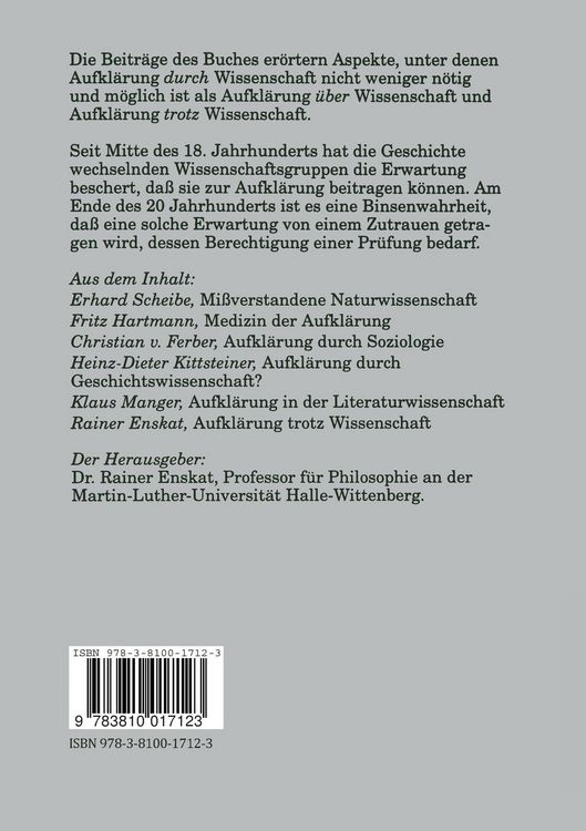 Produktbild: Wissenschaft und Aufkl&auml;rung