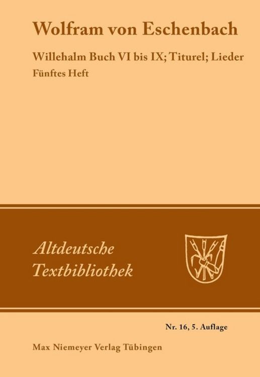 Produktbild: Willehalm Buch VI bis IX; Titurel; Lieder