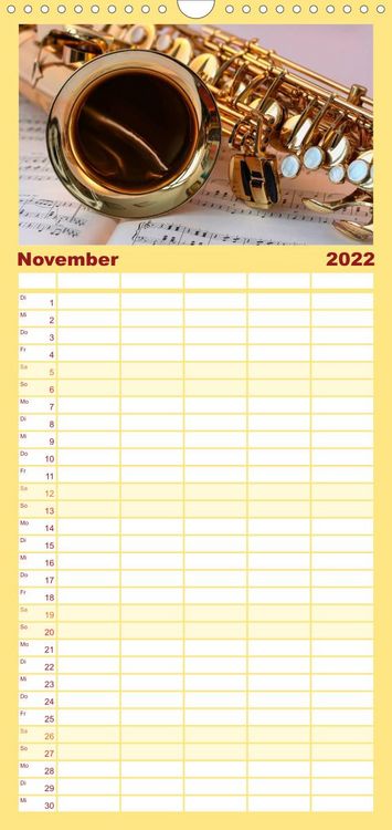 Produktbild: Familienplaner Saxophon - sch&ouml;n und sexy (Wandkalender 2022 , 21 cm x 45 cm, hoch)