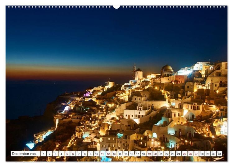 Produktbild: Santorini - Strahlendes Wei&szlig; an der Caldera (Wandkalender 2026 DIN A2 quer), CALVENDO Monatskalender