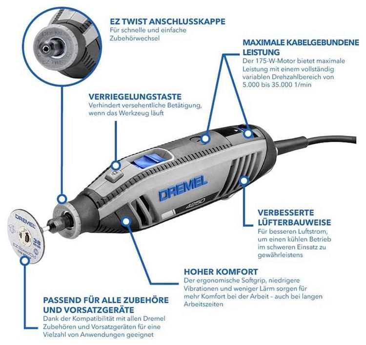Produktbild: Dremel Weihnachts-Geschenkset Dremel 4250-1/35 Sonderedition F.013.425.0KA Multifunktionswerkzeug 175 W