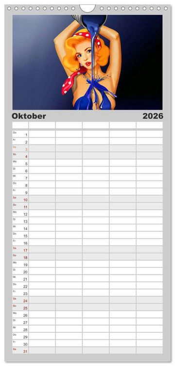 Produktbild: Familienplaner 2026 - Pin-Up Girls im Retro Style by Mausopardia mit 5 Spalten (Wandkalender, 21 x 45 cm) CALVENDO