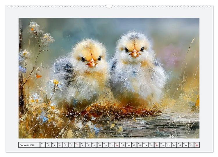 Produktbild: H&uuml;hner und K&uuml;ken. Fluffige Freunde (Wandkalender 2027 DIN A2 quer), CALVENDO Monatskalender