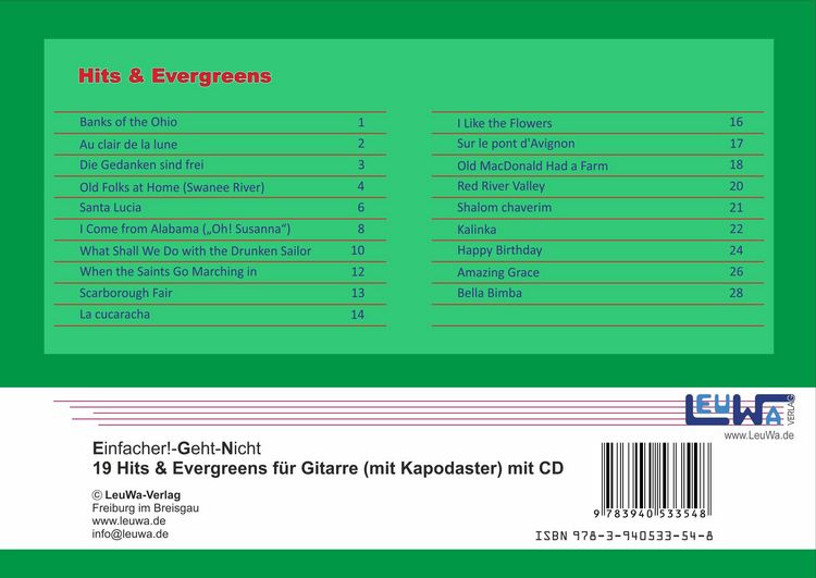 Produktbild: Einfacher!-Geht-Nicht: 19 Hits & Evergreens &ndash; f&uuml;r Gitarre mit Kapodaster incl. CD