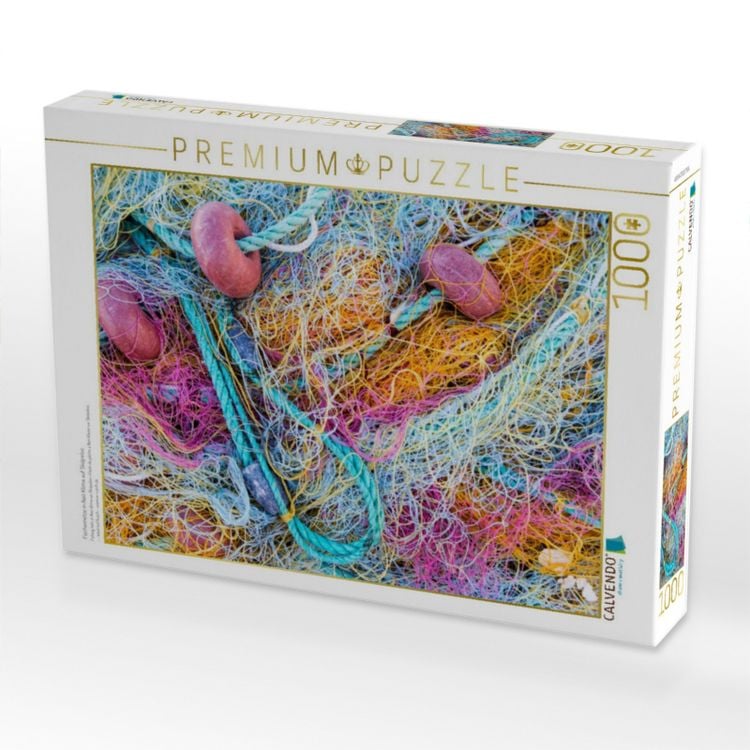 Produktbild: CALVENDO Puzzle Fischernetze in Ne&oacute; Klima auf Sk&oacute;pelos | 1000 Teile Lege-Gr&ouml;&szlig;e 64x48cm Foto-Puzzle f&uuml;r gl&uuml;ckliche Stunden