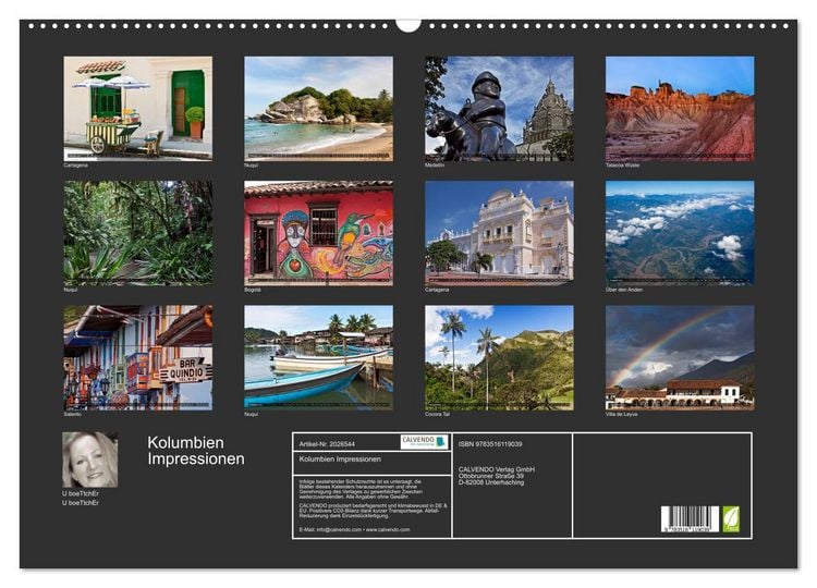 Produktbild: Kolumbien Impressionen (Wandkalender 2026 DIN A2 quer), CALVENDO Monatskalender