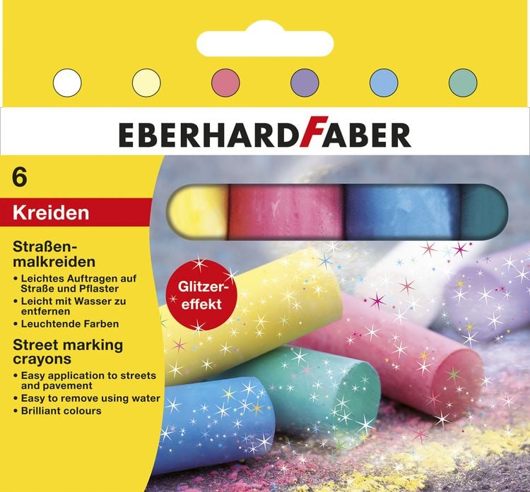Produktbild: Eberhard Faber 526504 - Stra&szlig;enmalkreiden Glitzer, 6er Set