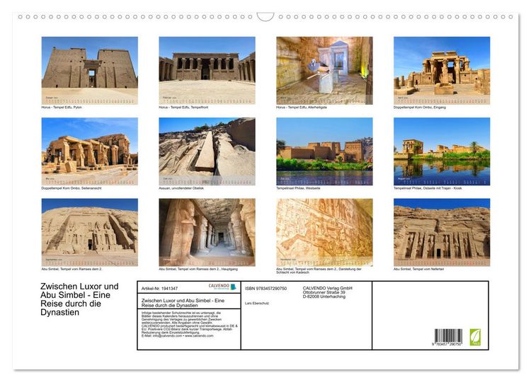 Produktbild: Zwischen Luxor und Abu Simbel - Eine Reise durch die Dynastien (Wandkalender 2026 DIN A2 quer), CALVENDO Monatskalender