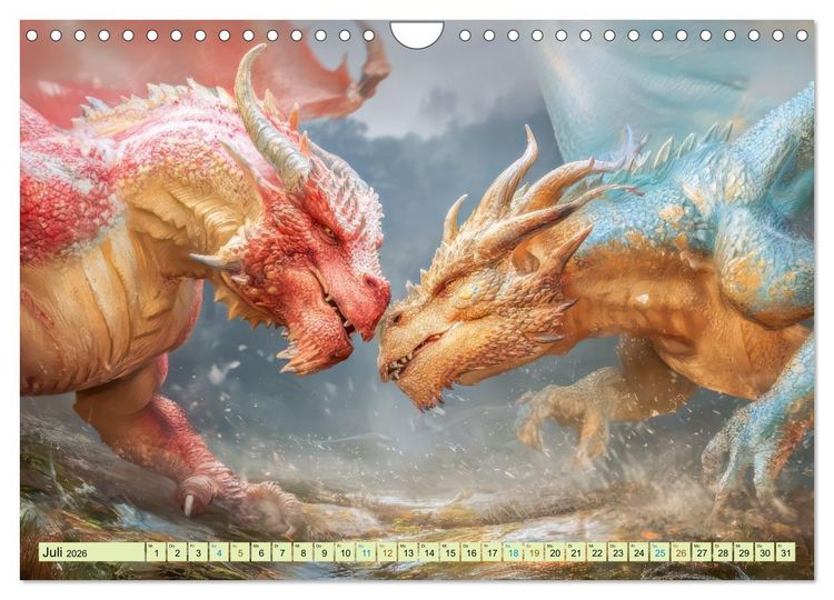 Produktbild: Ewige Drachenliebe - Eine zeitlose Faszination (Wandkalender 2026 DIN A4 quer), CALVENDO Monatskalender