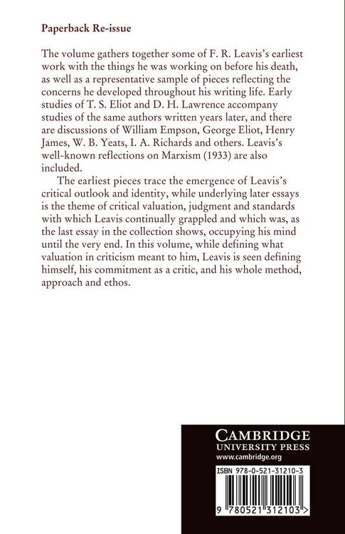 Produktbild: F. R. Leavis