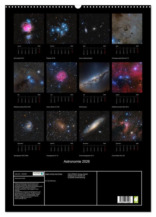 Produktbild: Astronomie 2026 (Wandkalender 2026 DIN A2 hoch), CALVENDO Monatskalender