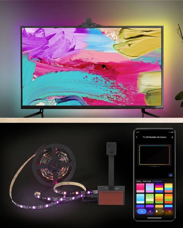 Produktbild: TV01RGB LED-Lichtleisten-Komplettset mit USB-Anschluss 230V 5.29m RGB 1St.