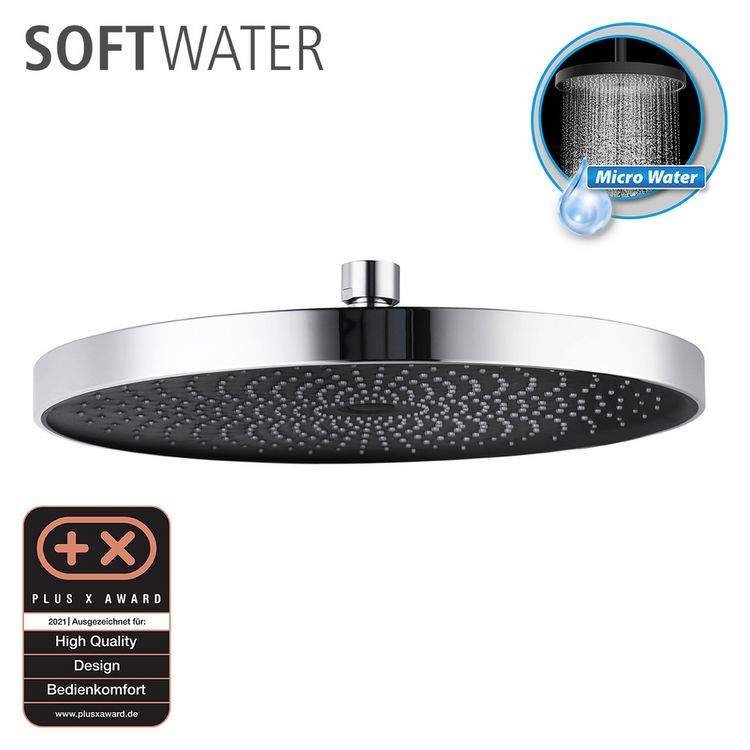 Produktbild: Duschkopf Mod. Softwater Chrom/Schwarz, &Oslash; 26 cm