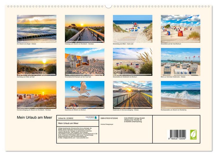 Produktbild: Mein Urlaub am Meer (hochwertiger Premium Wandkalender 2026 DIN A2 quer), Kunstdruck in Hochglanz
