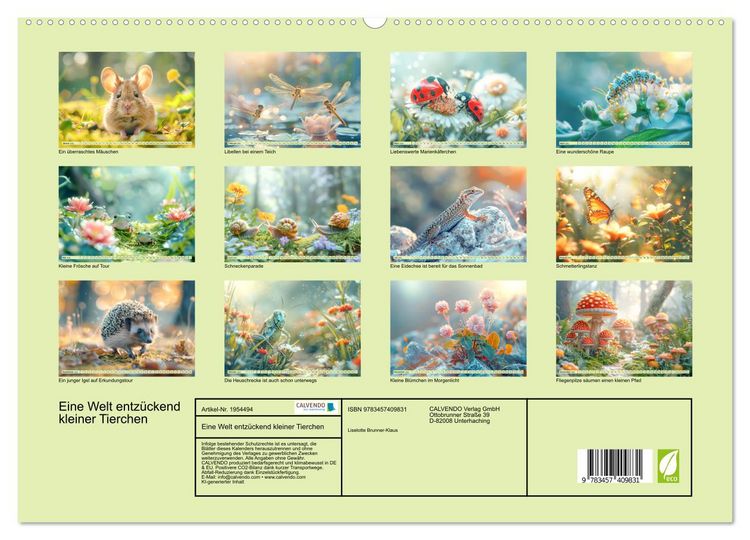 Produktbild: Eine Welt entz&uuml;ckend kleiner Tierchen (hochwertiger Premium Wandkalender 2026 DIN A2 quer), Kunstdruck in Hochglanz