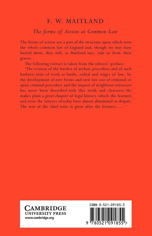 Produktbild: The Forms of Action at Common Law