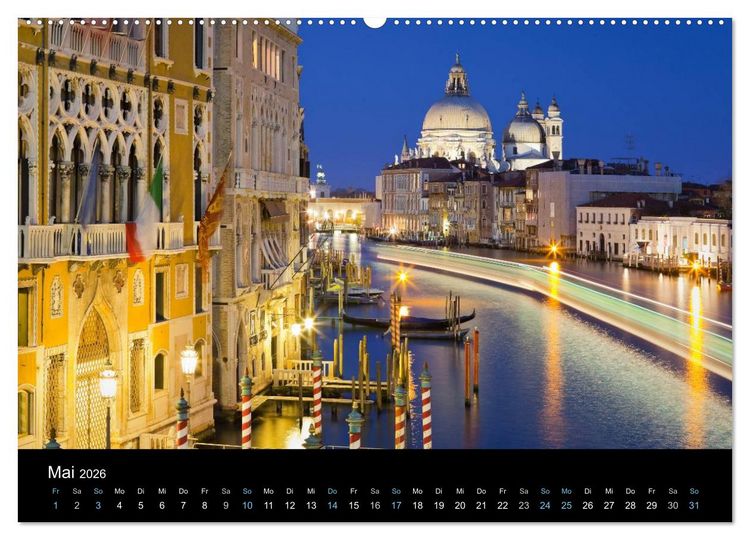 Produktbild: Venedig bei Nacht 2026 (Wandkalender 2026 DIN A2 quer), CALVENDO Monatskalender