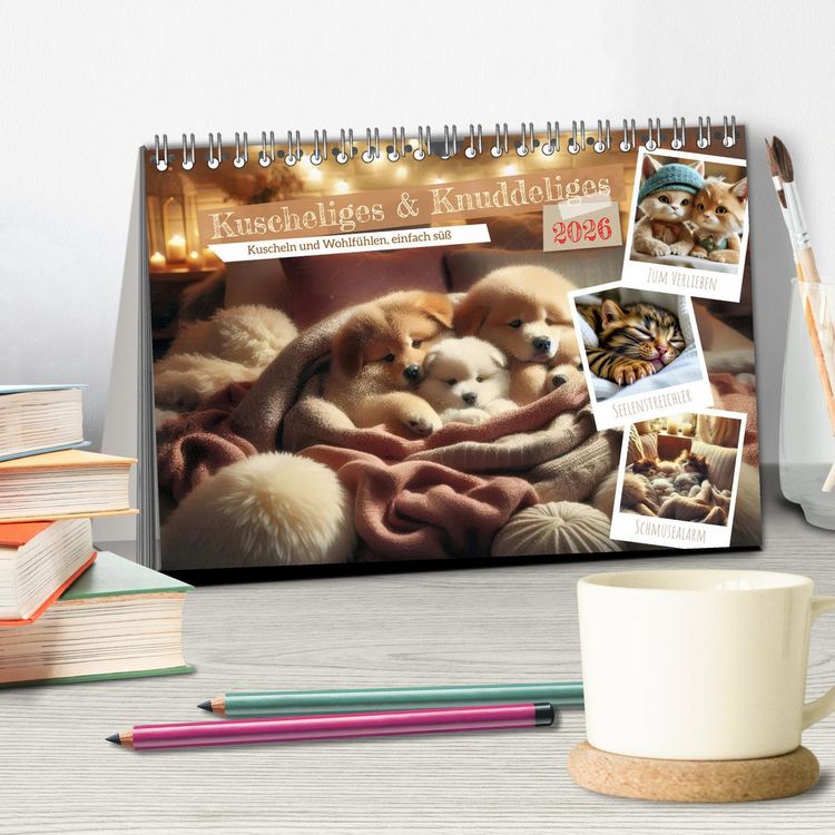 Produktbild: Kuscheliges & Knuddeliges (Tischkalender 2026 DIN A5 quer), CALVENDO Monatskalender