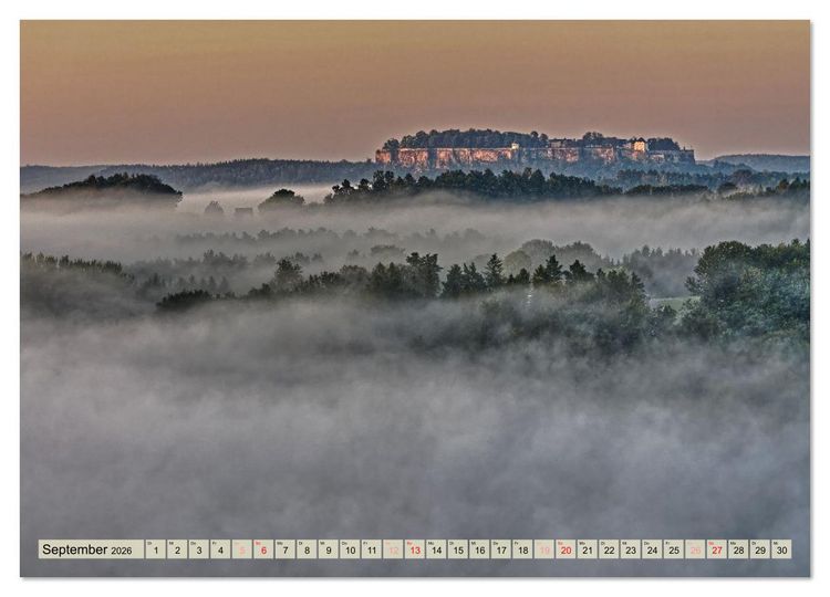 Produktbild: Die Festung K&ouml;nigstein im Licht der vier Jahreszeiten (Wandkalender 2026 DIN A3 quer), CALVENDO Monatskalender