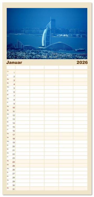Produktbild: Familienplaner 2026 - Dubai, die Stadt der Superlative. mit 5 Spalten (Wandkalender, 21 x 45 cm) CALVENDO