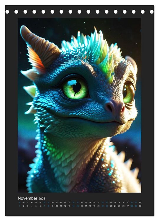 Produktbild: Verzauberte Drachen: Ein Jahr voll kleiner Wunder! (Tischkalender 2026 DIN A5 hoch), CALVENDO Monatskalender