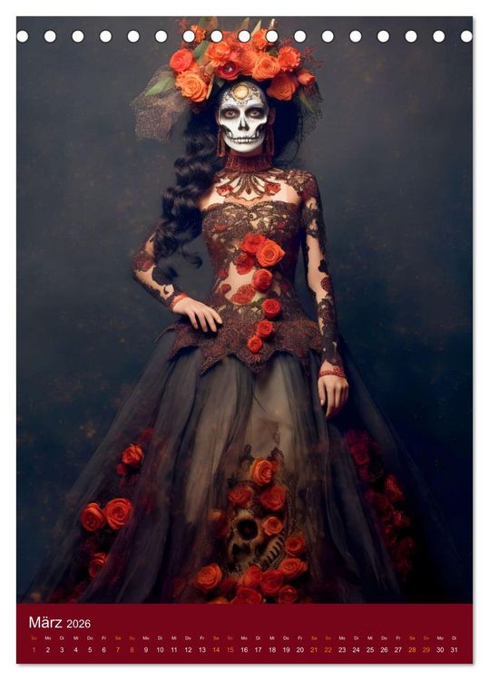 Produktbild: Dia de Muertos Kreative Portr&auml;ts in Festanlehnung (Tischkalender 2026 DIN A5 hoch), CALVENDO Monatskalender