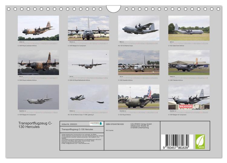 Produktbild: Transportflugzeug C-130 Hercules (Wandkalender 2026 DIN A4 quer), CALVENDO Monatskalender