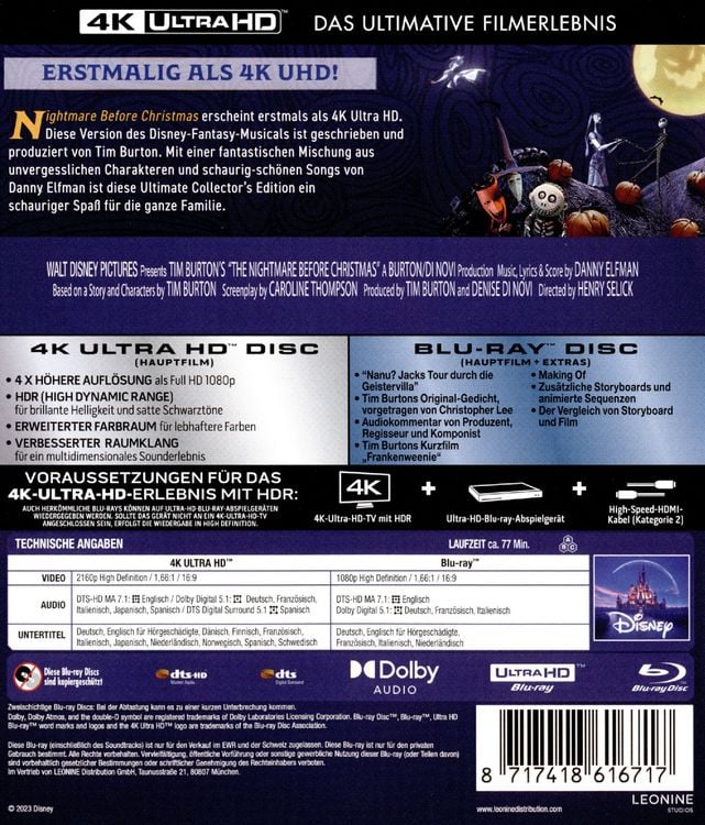 Produktbild: Nightmare before Christmas (4K Ultra HD) (+ Blu-ray)