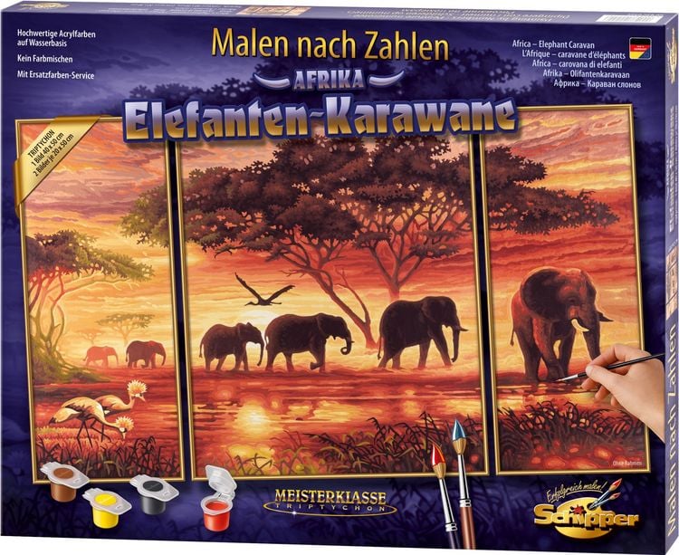 Produktbild: Schipper Malen nach Zahlen: Elefanten Karawane, 50 x 80 cm