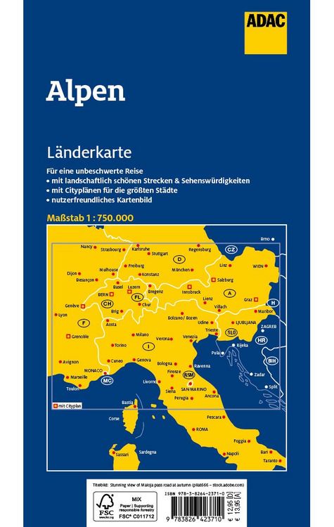 Produktbild: ADAC L&auml;nderkarte Alpen 1:750.000