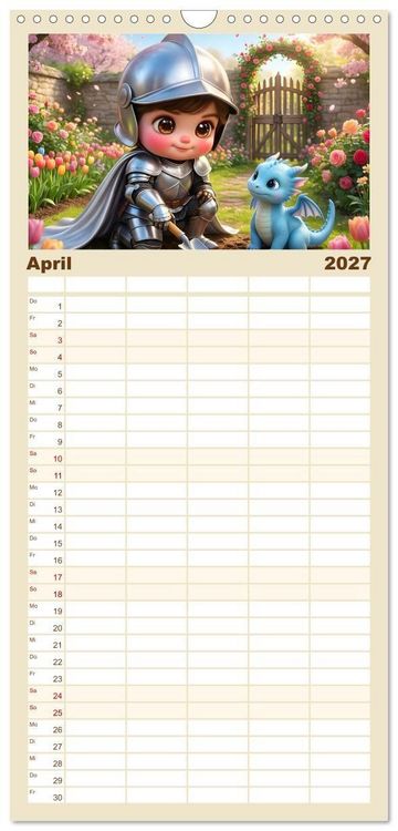 Produktbild: Familienplaner 2027 - Kleiner Ritter - Jahresreise mit 5 Spalten (Wandkalender, 21 x 45 cm) CALVENDO