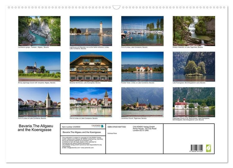 Produktbild: Bavaria.The Allgaeu and the Koenigssse (Wall Calendar 2027 DIN A2 landscape), CALVENDO 12 Month Wall Calendar