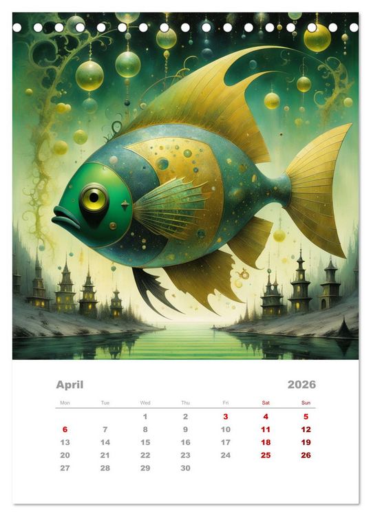 Produktbild: The adventures of the steel fish (Desk Calendar 2026 DIN A5 portrait), CALVENDO 12 Month DeskCalendar