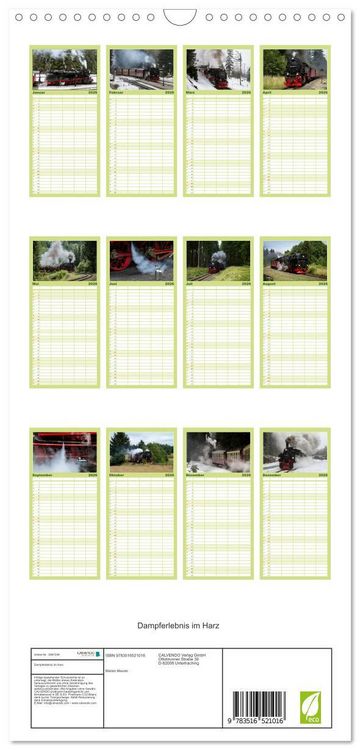 Produktbild: Familienplaner 2026 - Dampferlebnis im Harz mit 5 Spalten (Wandkalender, 21 x 45 cm) CALVENDO