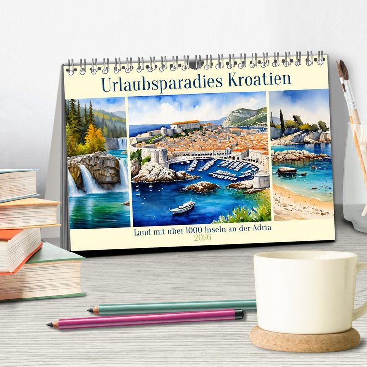 Produktbild: Urlaubsparadies Kroatien (Tischkalender 2026 DIN A5 quer), CALVENDO Monatskalender