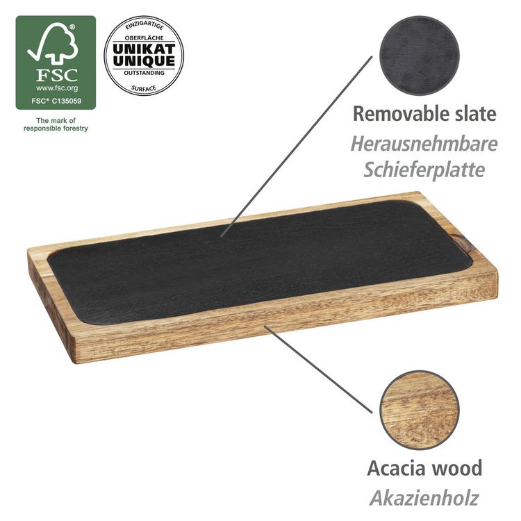 Produktbild: Servierbrett Mod. Ava, mit herausnehmbarer Schieferplatte