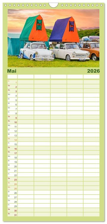 Produktbild: Familienplaner 2026 - Trabi-Kult mit 5 Spalten (Wandkalender, 21 x 45 cm) CALVENDO