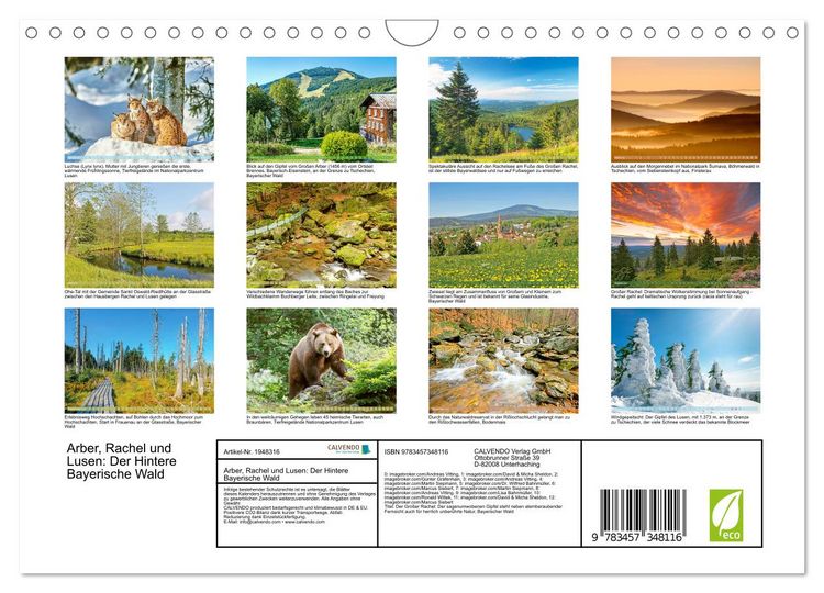 Produktbild: Arber, Rachel und Lusen: Der Hintere Bayerische Wald (Wandkalender 2026 DIN A4 quer), CALVENDO Monatskalender