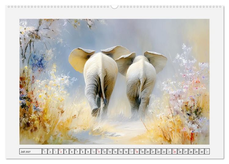 Produktbild: Elefanten. Graue Riesenbabys im Grasland (Wandkalender 2027 DIN A2 quer), CALVENDO Monatskalender