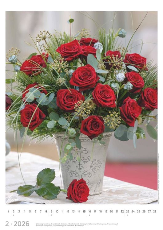 Produktbild: Blumen 2026 - Bildkalender A3 (29,7x42 cm) - Flowers - mit Feiertagen (DE/AT/CH) - Wandkalender - Blumenkalender