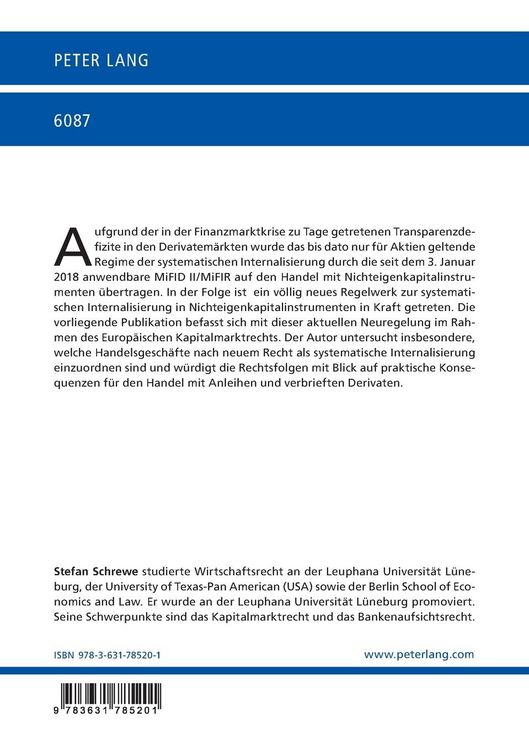 Produktbild: Die systematische Internalisierung in Nichteigenkapitalinstrumenten nach MiFID II/MiFIR