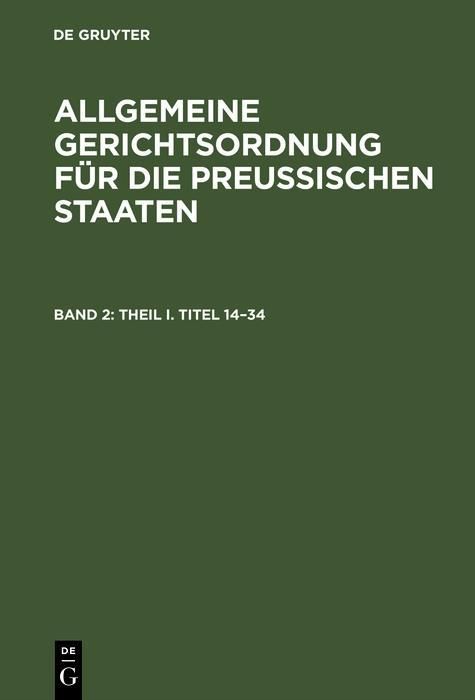 Produktbild: Theil I. Titel 14-34