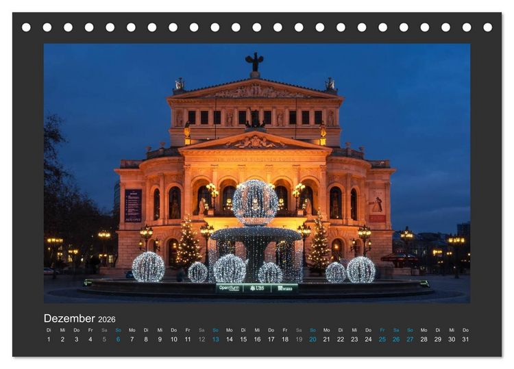 Produktbild: FRANKFURT - Nachtlichter 2026 (Tischkalender 2026 DIN A5 quer), CALVENDO Monatskalender