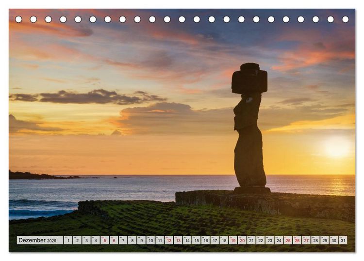 Produktbild: Die Osterinsel &ndash; Mythen, Moai und wilde Sch&ouml;nheit (Tischkalender 2026 DIN A5 quer), CALVENDO Monatskalender