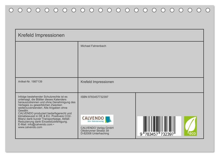 Produktbild: Krefeld Impressionen (Tischkalender 2026 DIN A5 quer), CALVENDO Monatskalender